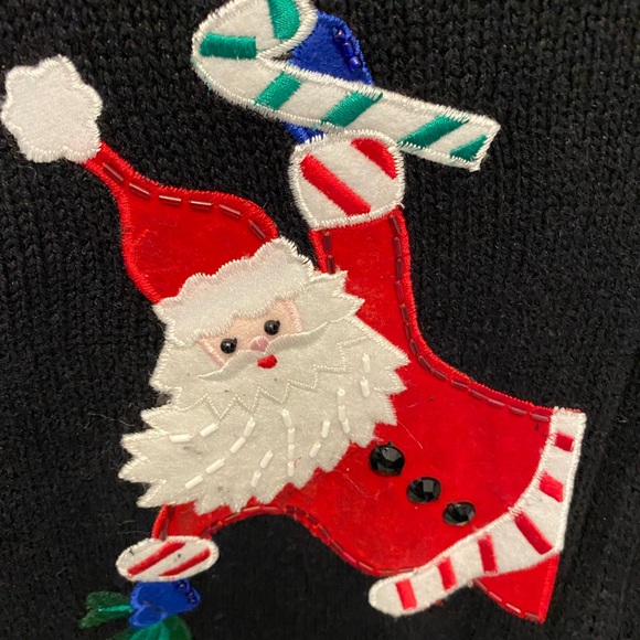 Vintage Carolina Colours Embroidered Santa Christmas Full Zip Sweater Cardigan M - Picture 4 of 10